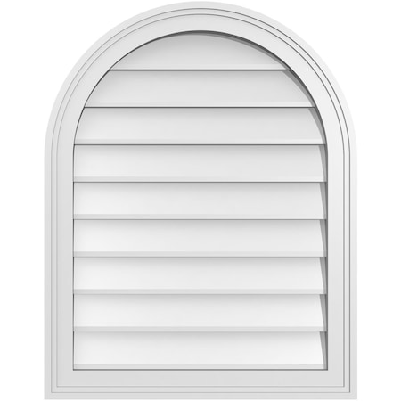 Ekena Millwork Round Top Surface Mount PVC Gable Vent w/ 2"W x 1-1/2"P Brickmould Frame, 22"W x 28"H GVPRT22X2802SN